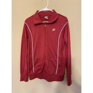 Nike Sportswear Jacket Womens L (12/14) Red White Stripe Retro Zip Up Track